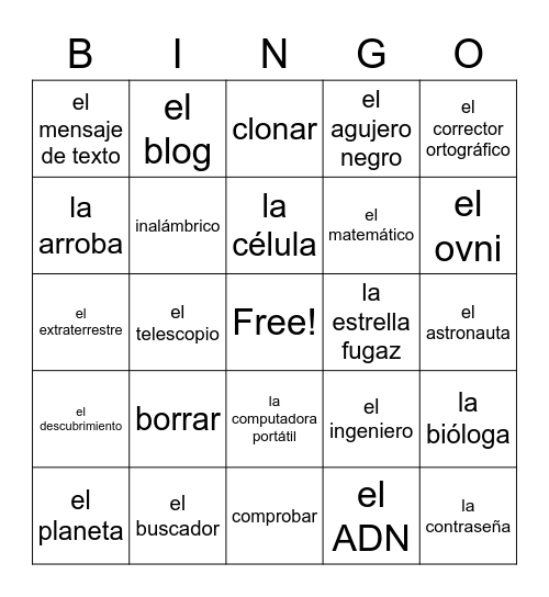 La ciencia y la tecnología Bingo Card