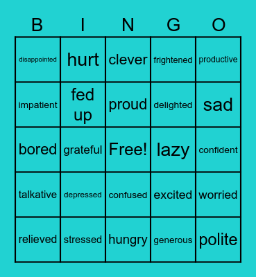 My MCO Feelings Bingo Card