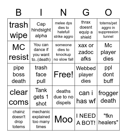 Rogue Moo Drink naxx Bingo Card