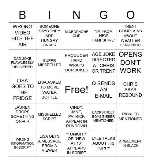 MORNING MAYHEM Bingo Card