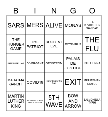 LE SURVIVOR Bingo Card