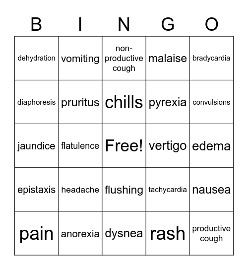 Common S &S Bingo Card