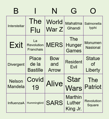 Mikins’s Bingo Card