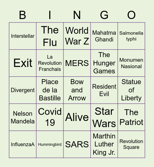Mikins’s Bingo Card