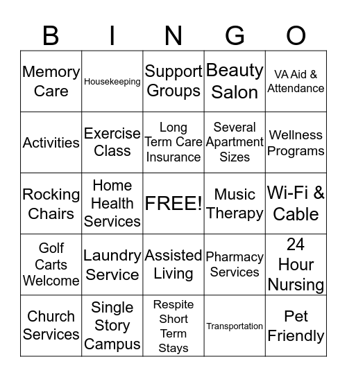 Golden Pond Communities Bingo Card