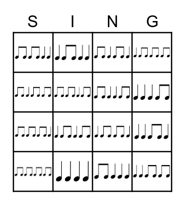 Rhythm Bingo Card