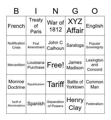 Review Bingo Card