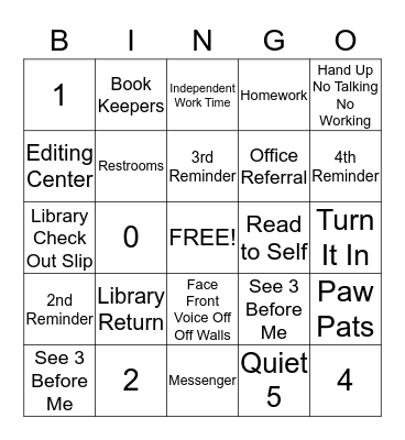 Room 144 Bingo Card