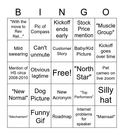 Kickoff Bingos Bingo Card