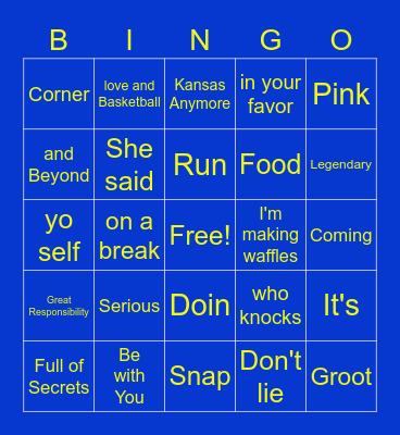 Movie and TV One Liners Bingo Card