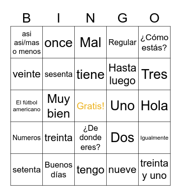 Midterm repaso Bingo Card