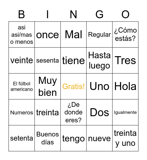 Midterm repaso Bingo Card
