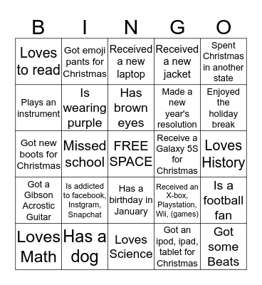 People Bingo  Bingo Card