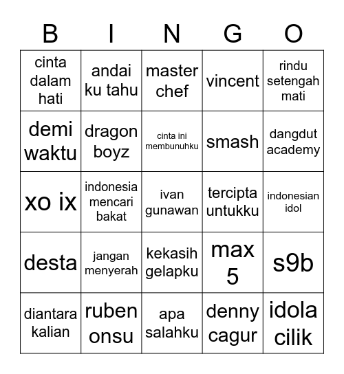 jaehyun Bingo Card