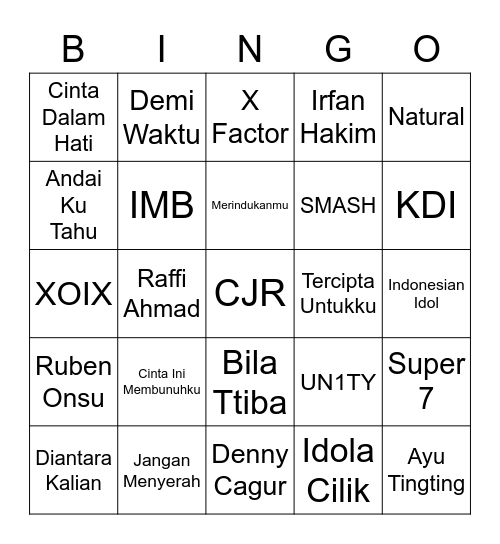 Ucan Bingo Card