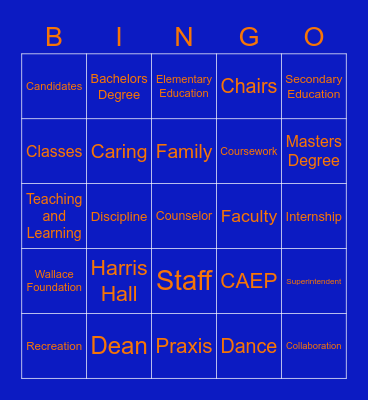 COLLEGE OF EDUCATION Bingo Card