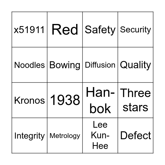 Samsung BINGO Card