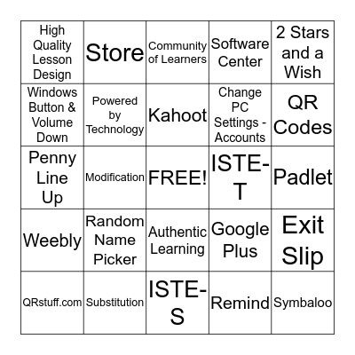 Technology Integration Bingo Card