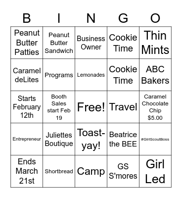2021 Cookie Time! Bingo Card