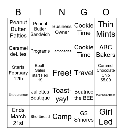 2021 Cookie Time! Bingo Card