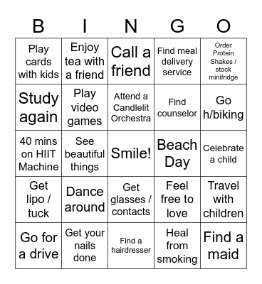 Family, Healing & Self Care Bingo Card