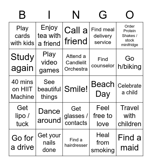 Family, Healing & Self Care Bingo Card