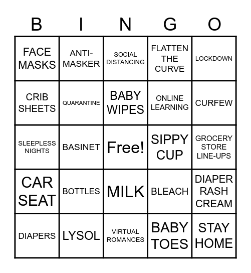 COVID BABY SHOWER BINGO! Bingo Card