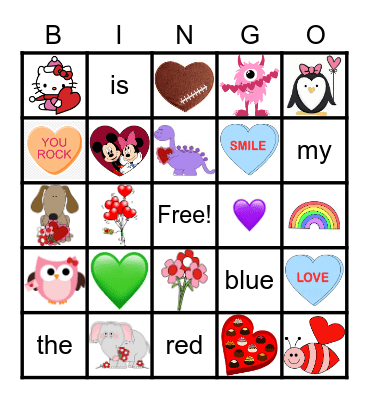 Happy Valentine's Day Kindergarten! Bingo Card