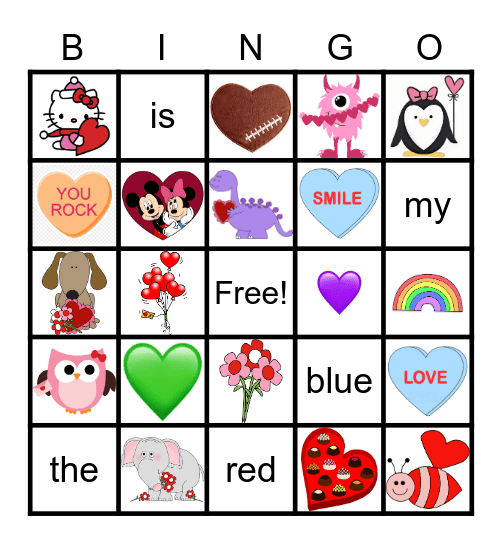 Happy Valentine's Day Kindergarten! Bingo Card