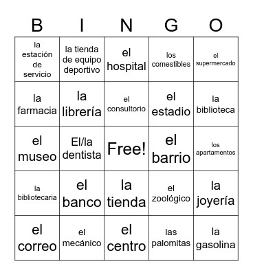 3A vocabulario Bingo Card