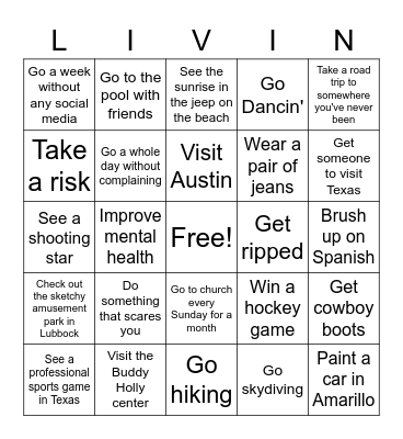 2021 Bingo Card