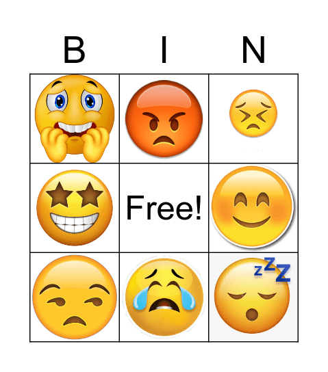 Emoji Emotion Bingo Card