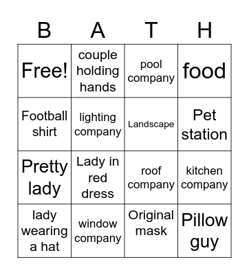 LUXURY BATH BINGO Card
