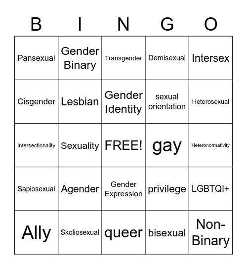 LGBT+ Bingo Card