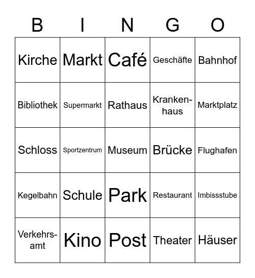 In der Stadt Bingo Card