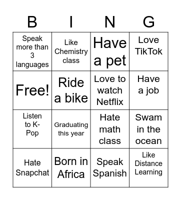 Wednesday Fun Day! Bingo Card