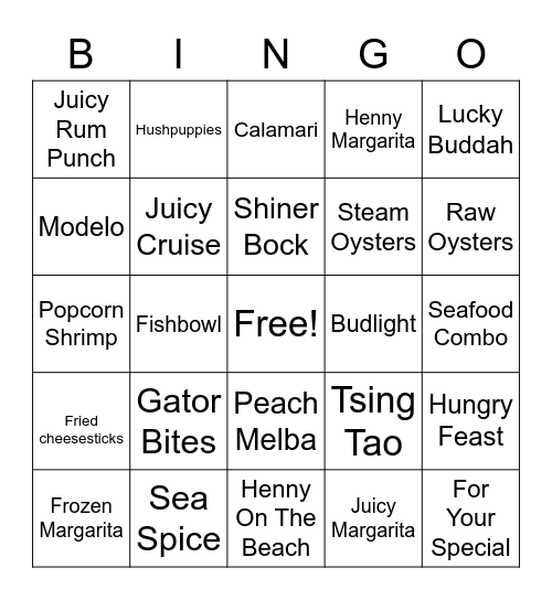 Juicy Crab Bingo Card