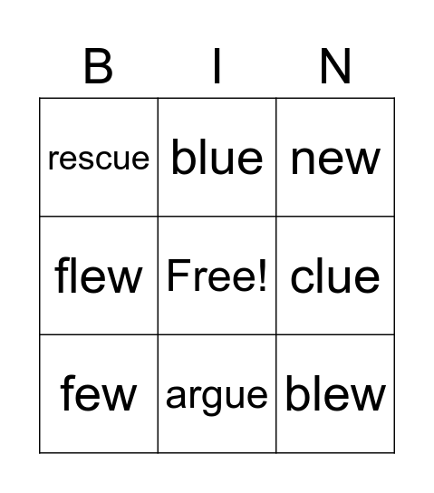 ue/ew Bingo Card