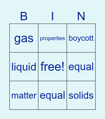 Vocabulary BINGO! Bingo Card