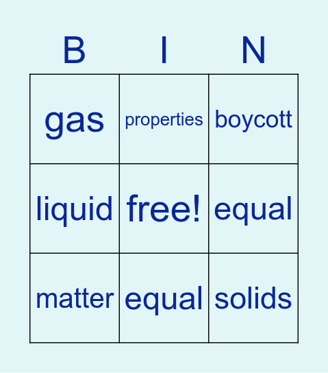 Vocabulary BINGO! Bingo Card