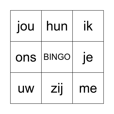 persoonlijke & bezittelijke voornaamwoorden Bingo Card