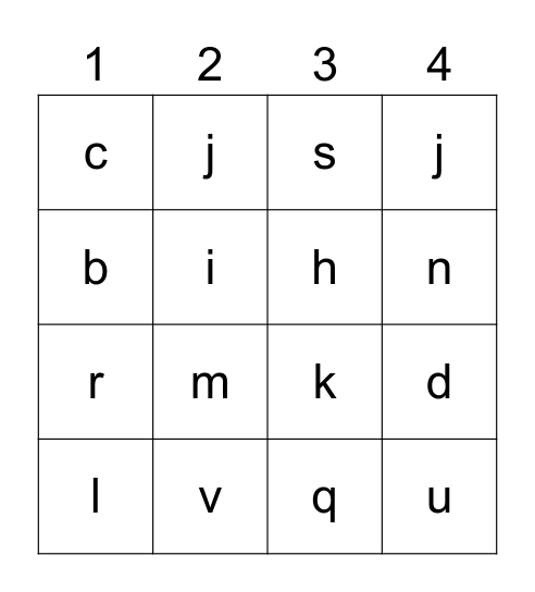 Alphabet Bingo! Bingo Card