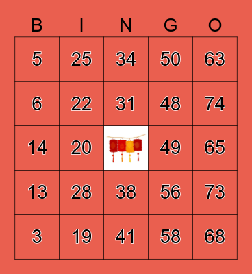 Lunar New Year Bingo Card