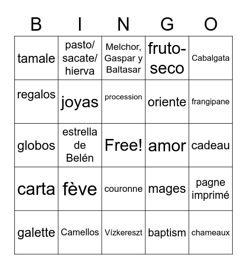 Epiphany Bingo Card