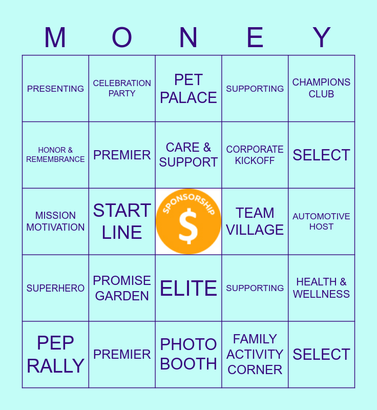 Sponsorship Bingo Card