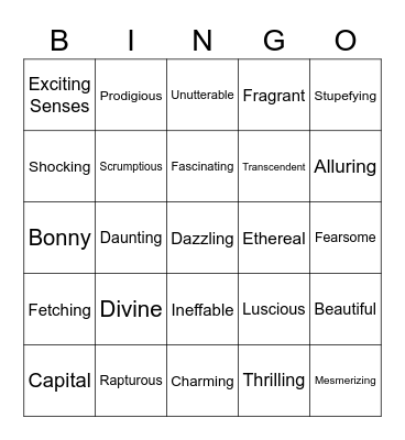 Expanding Vocabulary Bingo Card