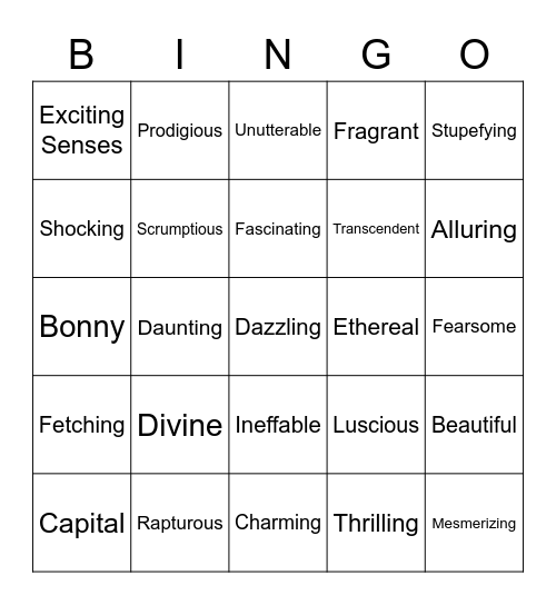 Expanding Vocabulary Bingo Card