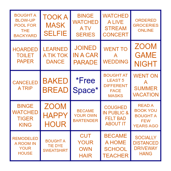 A Very *COVID* Bingo Card