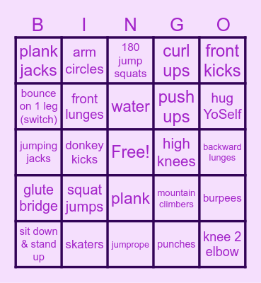 panthers fitness BINGO Card