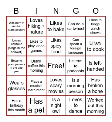 FIND SOMEONE WHO... Bingo Card